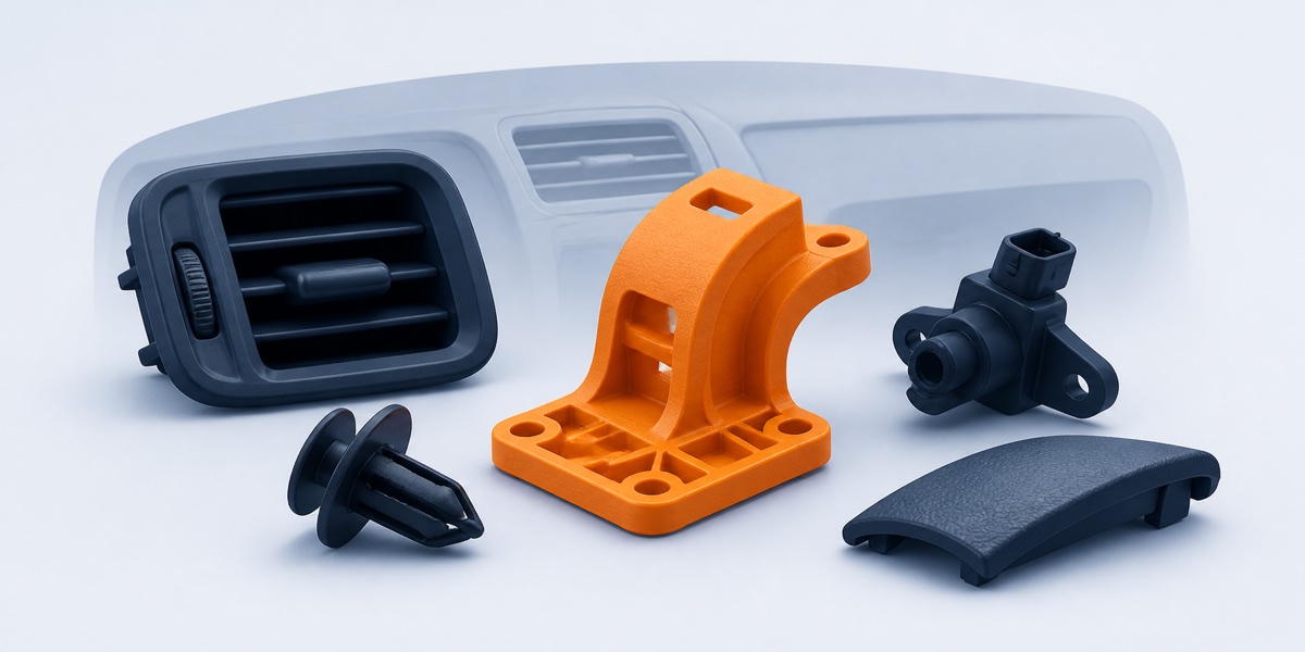 Ilustracija plastičnih zamjenskih dijelova za automobil